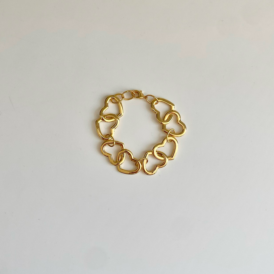 BIG HEART LINK BRACELET / GOLD