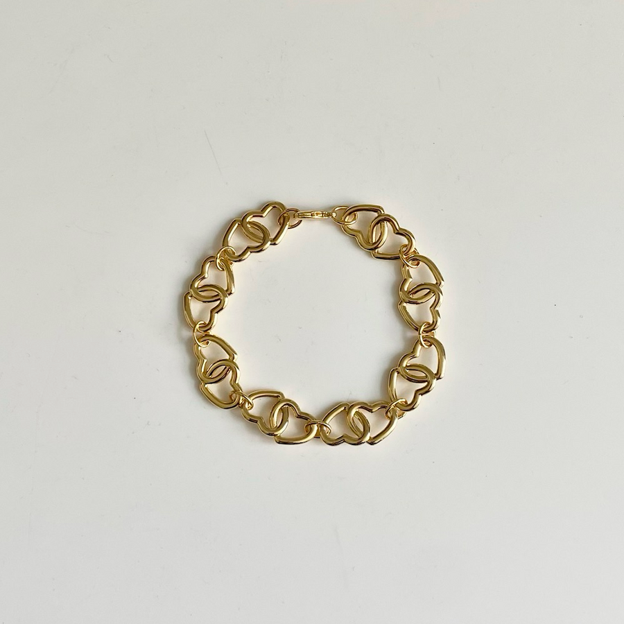 SMALL HEART LINK BRACELET / GOLD