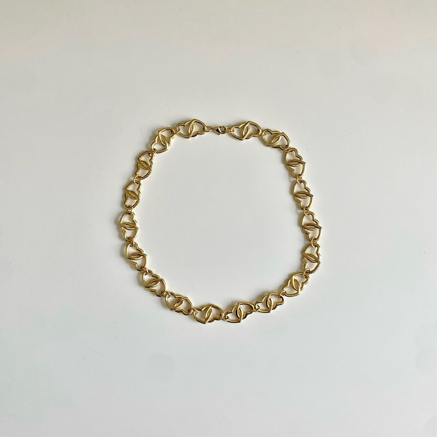 SMALL HEART LINK NECKLACE / GOLD